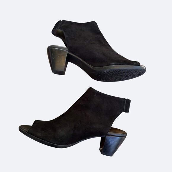 Munro NAKITA Leather Suede Boot Bootie Size 7.5M Black Heel Open Retail $220 EUC - Picture 4 of 10